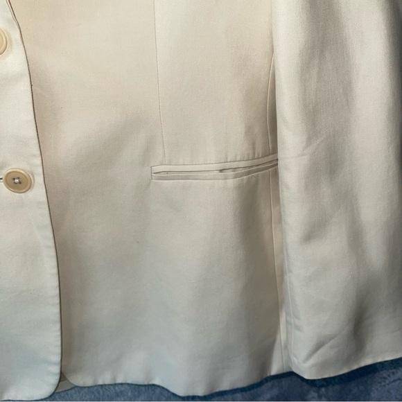 Lauren Ralph Lauren LRL Cream Blazer Faux Pockets 12P Petite Career Work Office - Picture 7 of 16